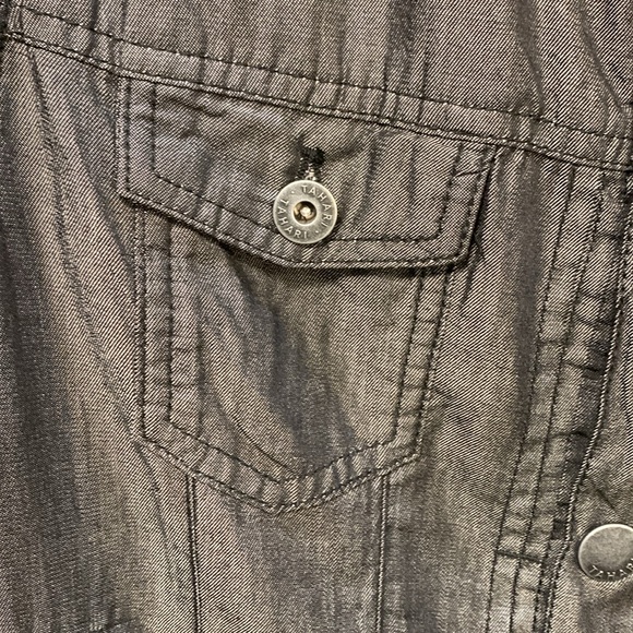 Tahari  Womens Soft Collared Neck Long Sleeve Jacket with Pockets Charcoal  L - Picture 2 of 7